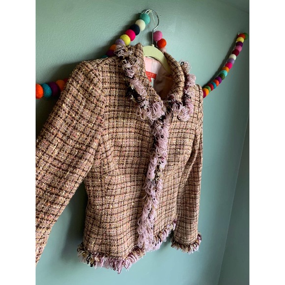 Vintage 80s/90s ABS BY Allen Schwartz plaid wool cropped blazer - Picture 3 of 5